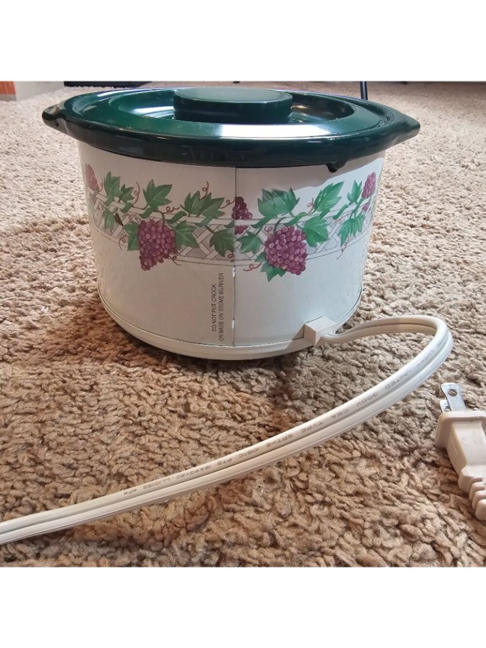 Vtg Rival Crock-Ette 1 Quart Slow Cooker 3205 Grapevine Green Stoneware w/ Box - Picture 4 of 12